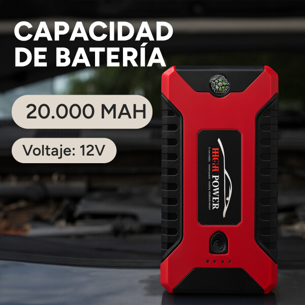 Arrancador Batería 12V 20000mAh USB Linterna Powerbank Auto Color Rojo