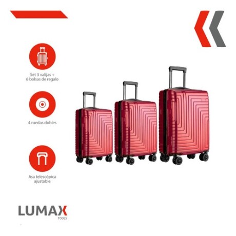 Set de 3 Valijas de Mano Rígidas Rojo