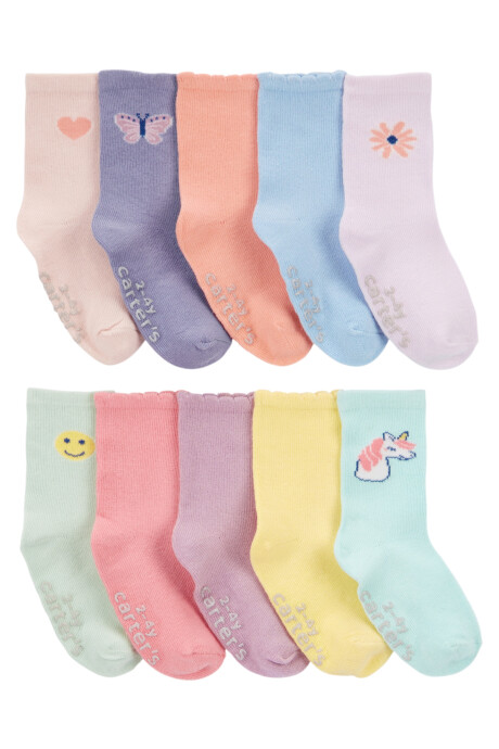 Pack diez pares de medias de algodón, diferentes colores. Talle 2/4T Pack diez pares de medias de algodón, diferentes colores. Talle 2/4T
