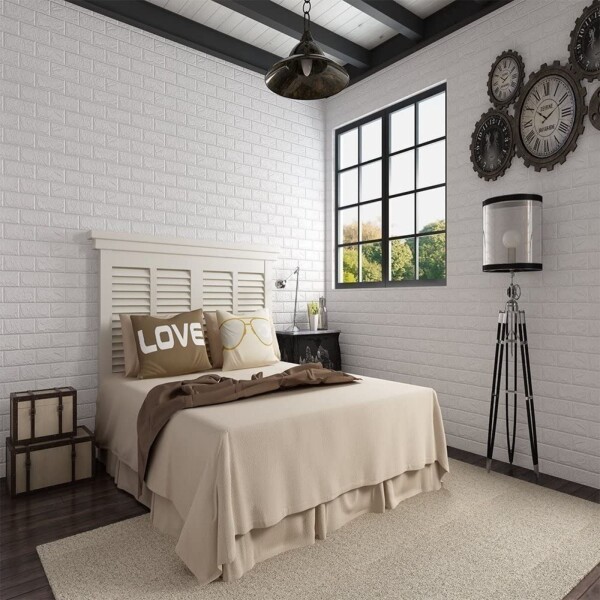 Revestimiento Pared Adhesivo Facil Colocacion Piedra X5 Uni Color Variante Blanco