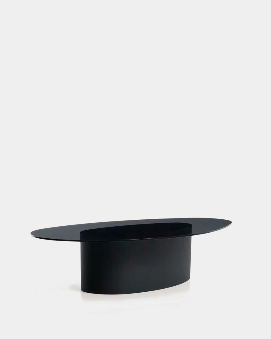 Mesa de centro Olir de vidrio templado y acero negro 140 x 80 cm