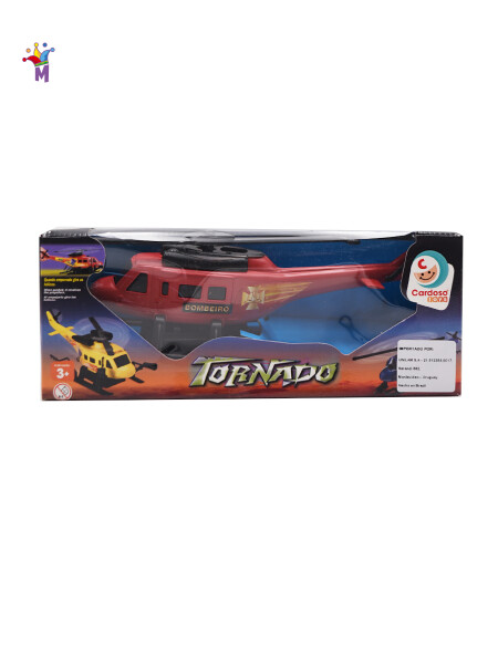 HELICOPTERO DE BOMBEROS A FRICCION 26CM ROJO
