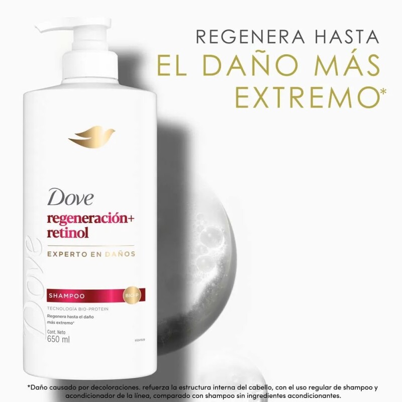Shampoo Dove Regeneración + Retinol 650 Ml. Shampoo Dove Regeneración + Retinol 650 Ml.