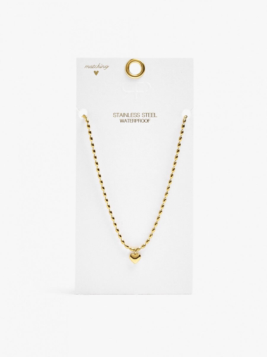 Collar Colgante De Corazón - Acero Inoxidable dorado