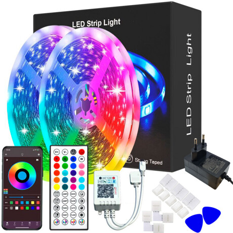 Cinta Luces Led Tira Rgb 2x5m Transformador + Control Hog007003