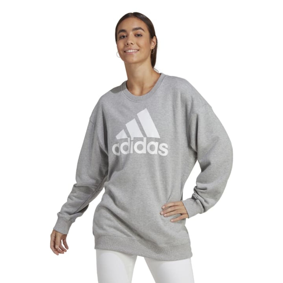 Buzo Adidas BL FT O SWT de Mujer - IC9850 - Gris Claro 