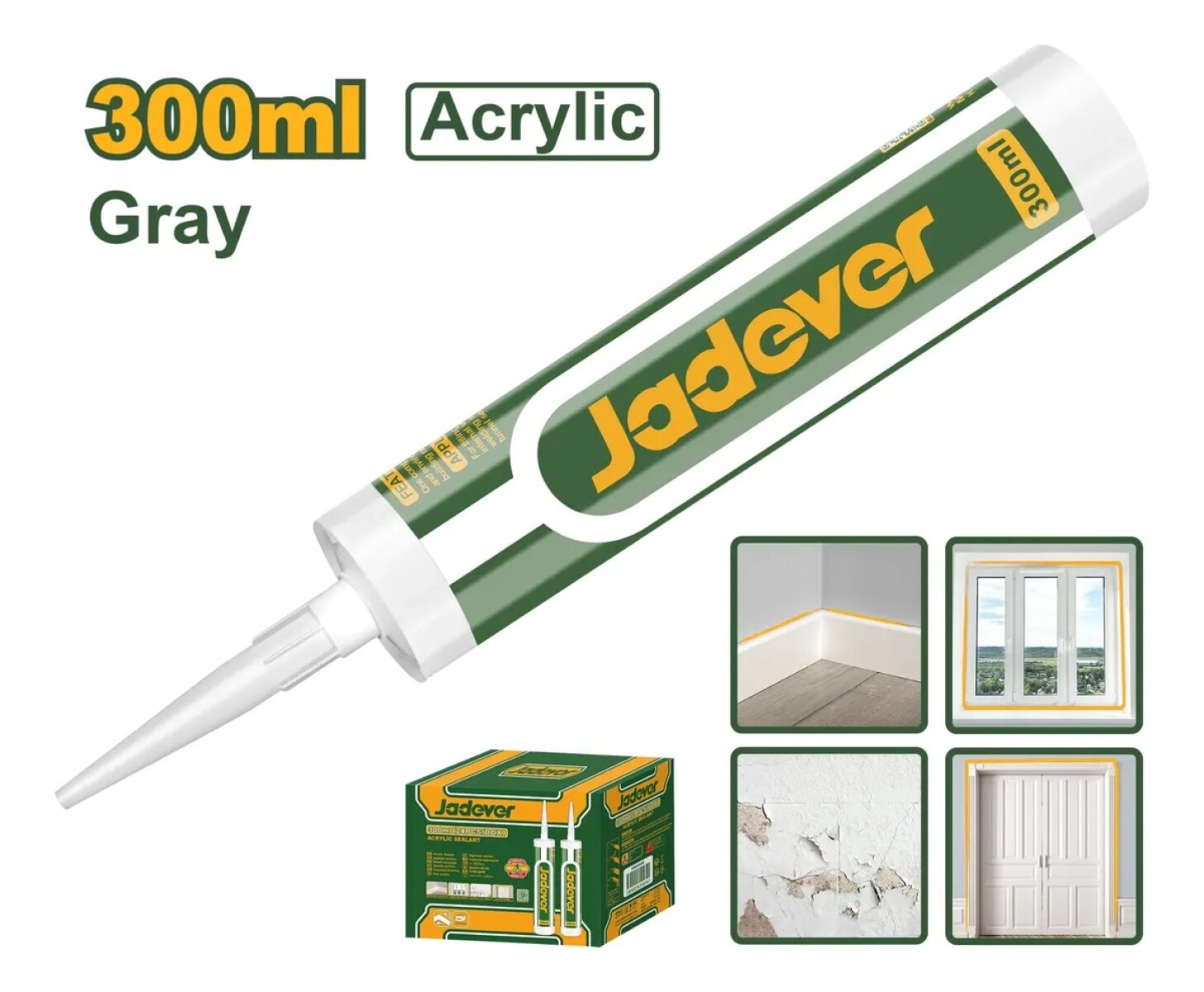 Pack 4 Selladores Acrílicos Pintables para Juntas Gris Jadever 