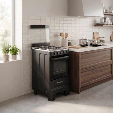 COCINA A GAS HOGARON GALWAY Cocina A Gas HOGARON Galway 4 Hornallas Mesa Acero Inoxidable, Horno 50L Limpia Fácil Y Encendido Manual - Negra