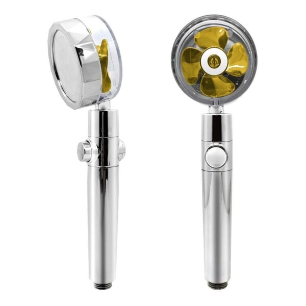 Duchero Cabezal Rotacion 360° Ventilador Alta Presion Turbo Variante Color Dorado