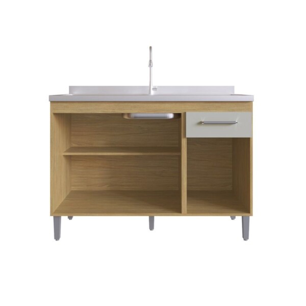 COMBO ARMARIO BAJO MESADA 1.20 3 PUERTAS - 1 CAJON - BLANCO/ORO + MESADA A. INOX TRAMONTINA COMBO ARMARIO BAJO MESADA 1.20 3 PUERTAS - 1 CAJON - BLANCO/ORO + MESADA A. INOX TRAMONTINA