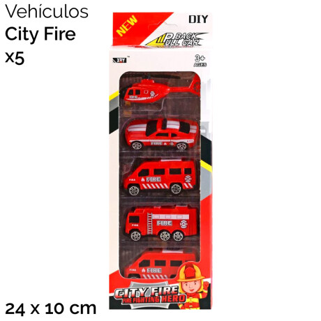 Vehiculos City Fire X 5 En Caja Unica