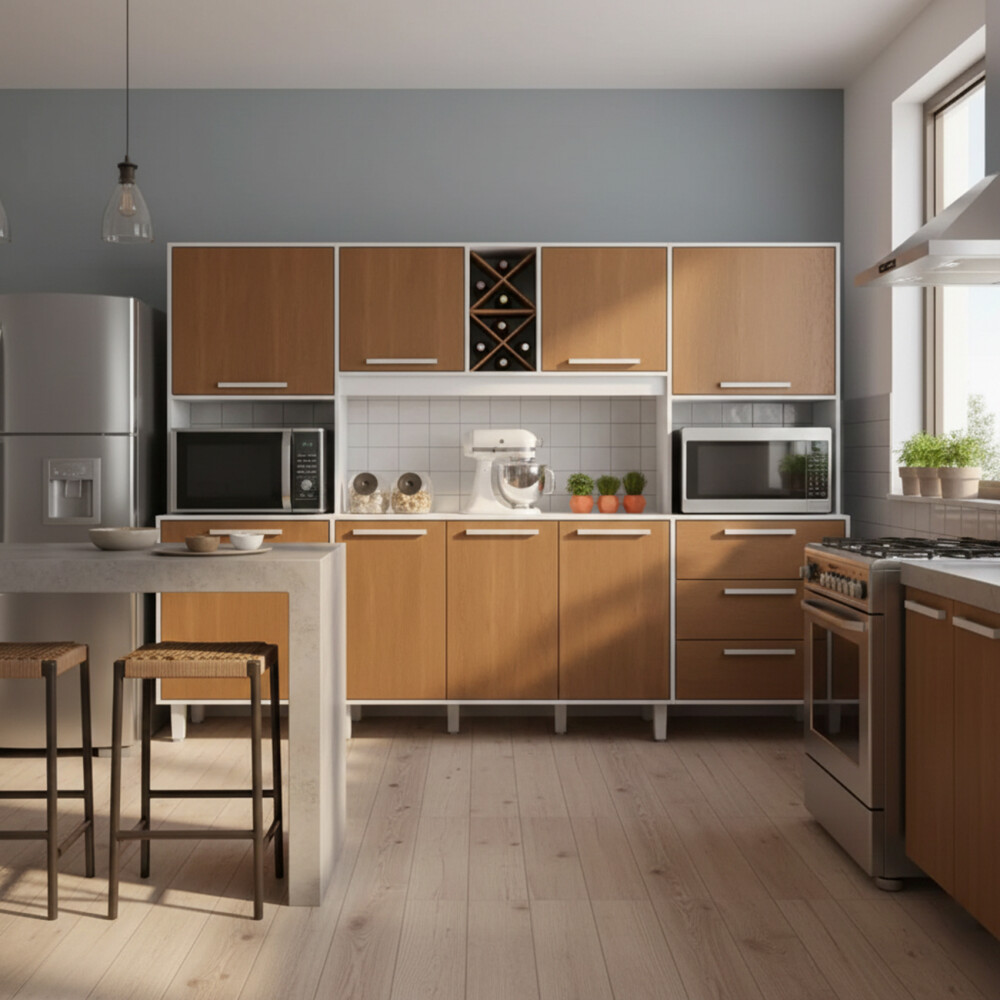 Kit de Cocina - 8 puertas 3 cajones - Apollo Blanco/Cinamomo