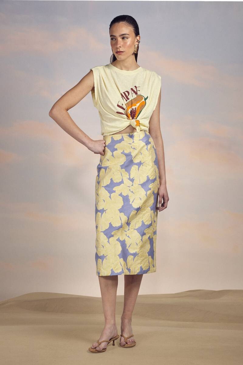 Falda Cuba Yellow Flower 