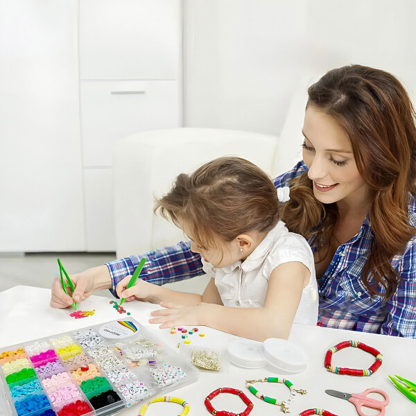 Set Para Hacer Pulseras Kit Cuentas Colores Números Valija Variante Transparente