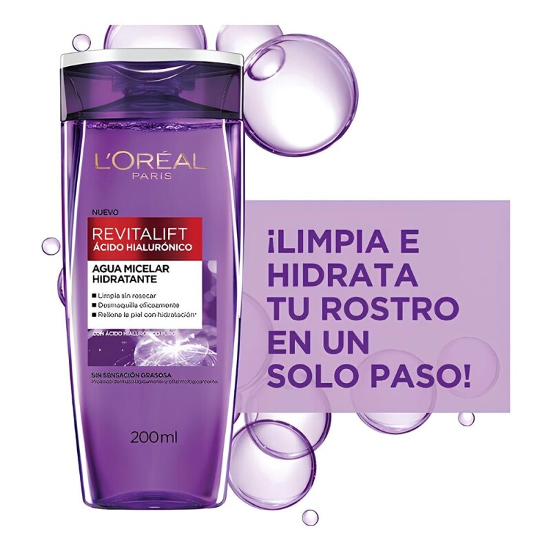 Agua Micelar Revitalift L'Oreal ácido hialurónico 200ml Agua Micelar Revitalift L'Oreal ácido hialurónico 200ml
