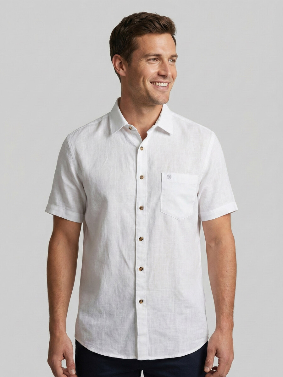 CAMISA LINO MANGA CORTA - BLANCO 