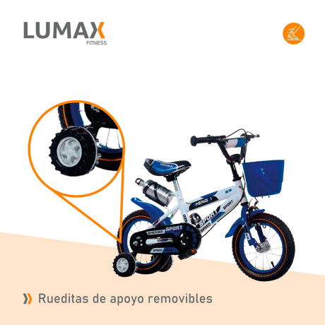 Bicicleta Rodado 14 Con Canasto Y Caramañola Niño Niña Lumax Azul