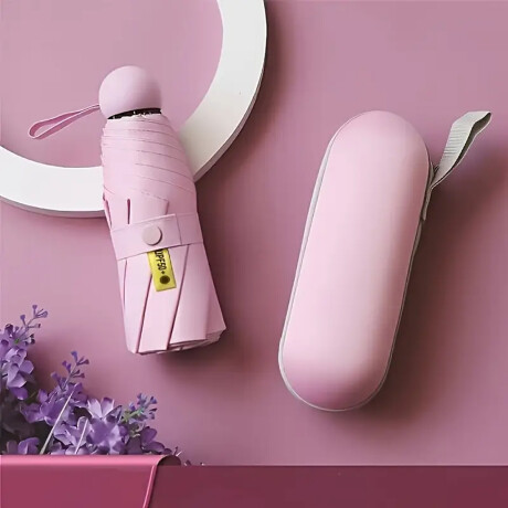 Paraguas plegable con mango y estuche colores pastel Rosa