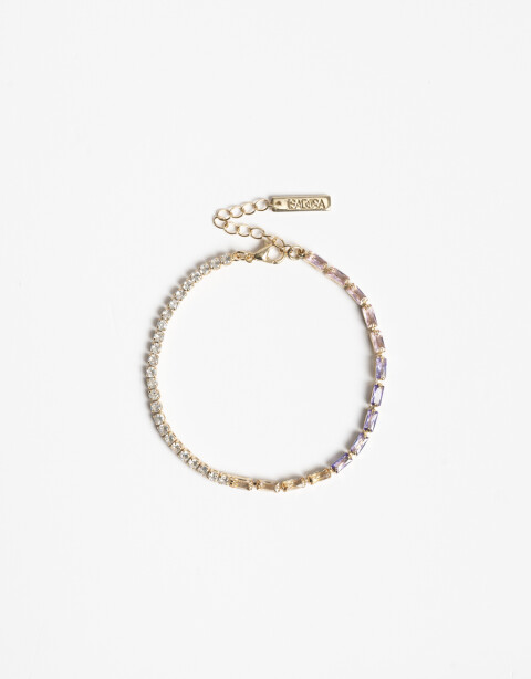 Pulseras Flexibles Strass Pulsera Flexible Con Cubic En Color - Dorado