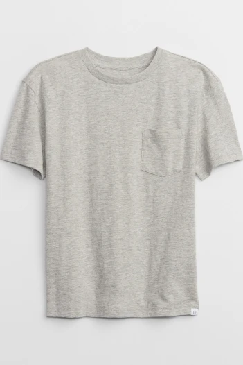 Remera Con Bolsillo Niño Light Heather Grey B08
