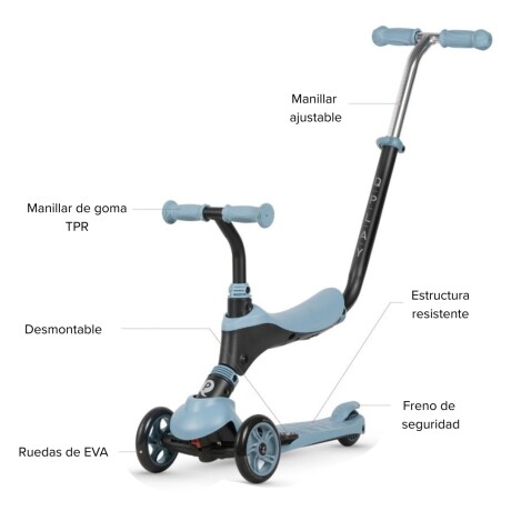 Monopatin Qplay Sema Deluxe 2 en 1 AZUL