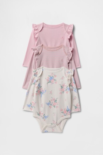Bodies Pack X3 Manga Larga Bebe Rose Mist