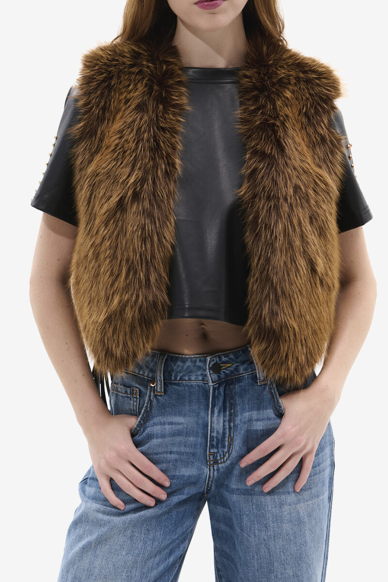 CHALECO FUR DEDRA Marron