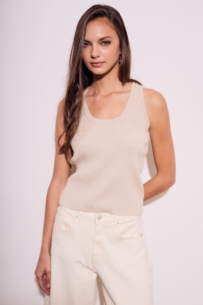 Top Lurex Beige Melange