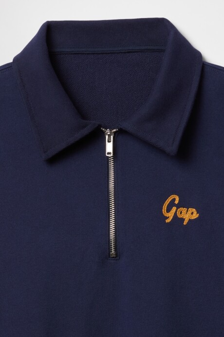 Buzo Tipo Polo Medio Cierre Logo Gap Hombre Navy Uniform