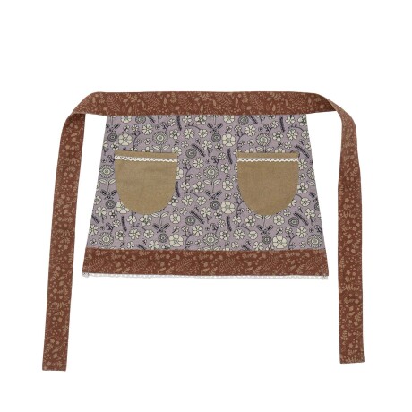 DELANTAL KIDS ALGODON MARRON FLORES