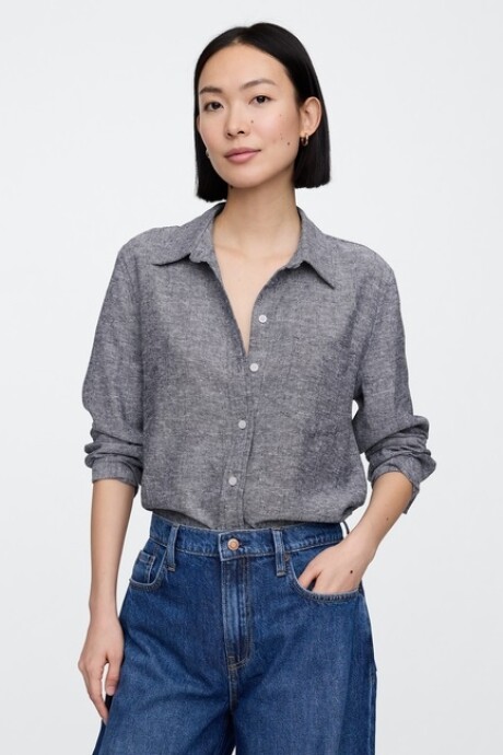 Camisa De Lino Brannan Mujer Indigo Chambray