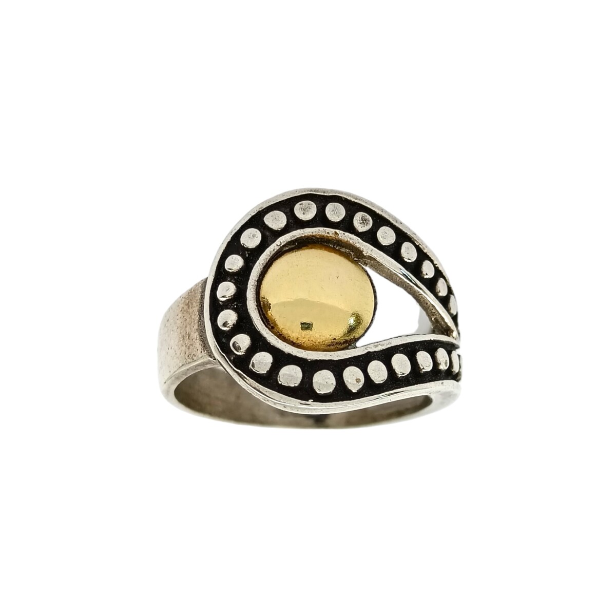 Anillo Labrado-Plata y Oro-Sin Piedra-AN5039 - sinpiedra 