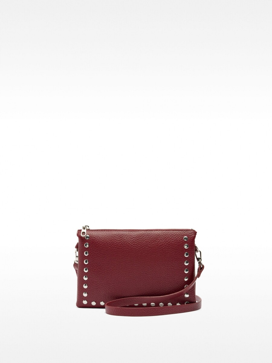 Bolso Bandolera Doble Con Tachuelas burdeos