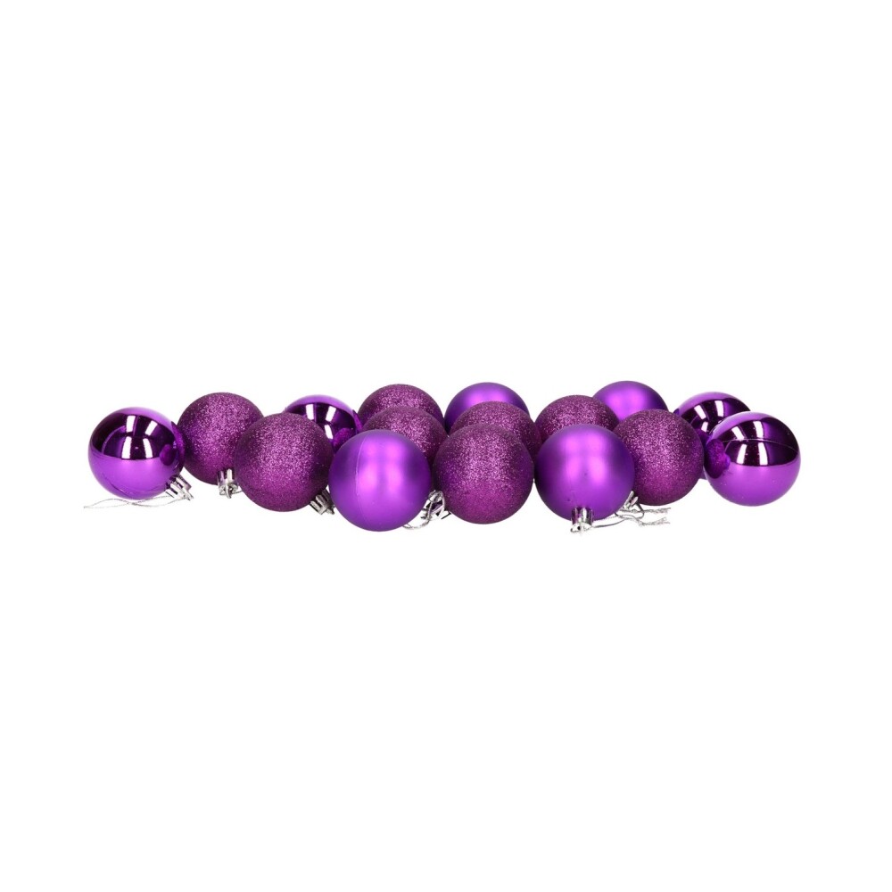 Esferas Navideñas Púrpura 5 cm – Pack x16 GE SET 16 BOLAS DE NAVIDAD PURPURA 5CM