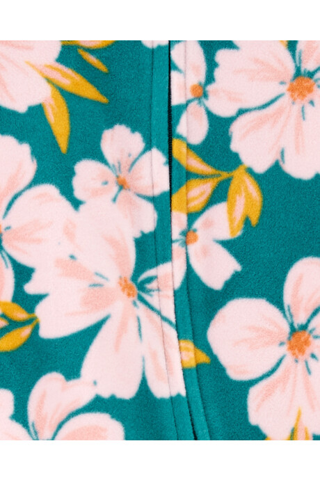 Pijama una pieza de micropolar con pie diseño flores Sin color