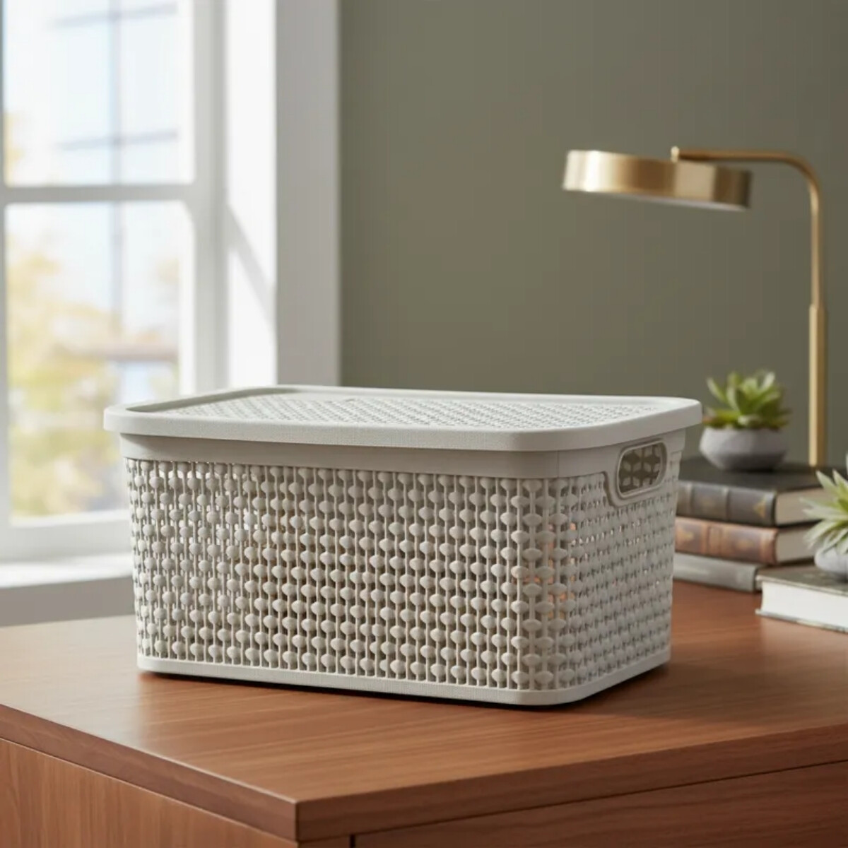 Caja simil ratán 4 lts - CAPPUCCINO 