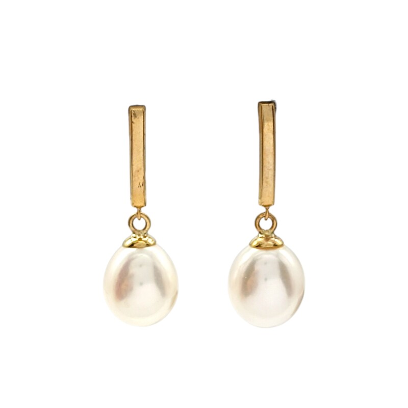 Caravanas Perlas colgantes - Oro bajo - Perla de río- CA8218 conperla
