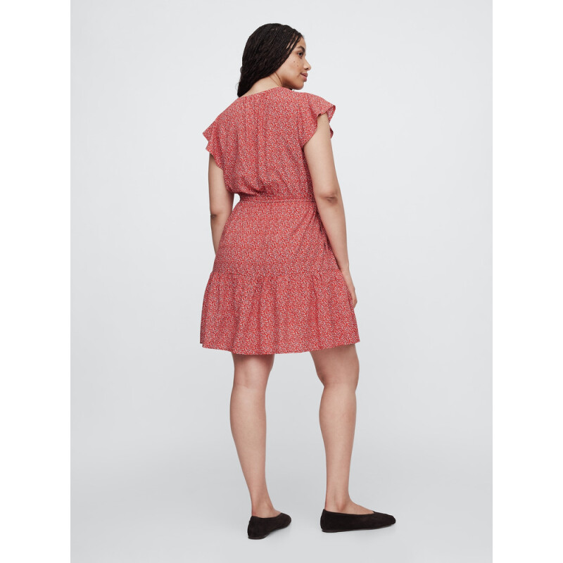 V-OPP SS TIE WAIST MINI RED FLORAL PRINT