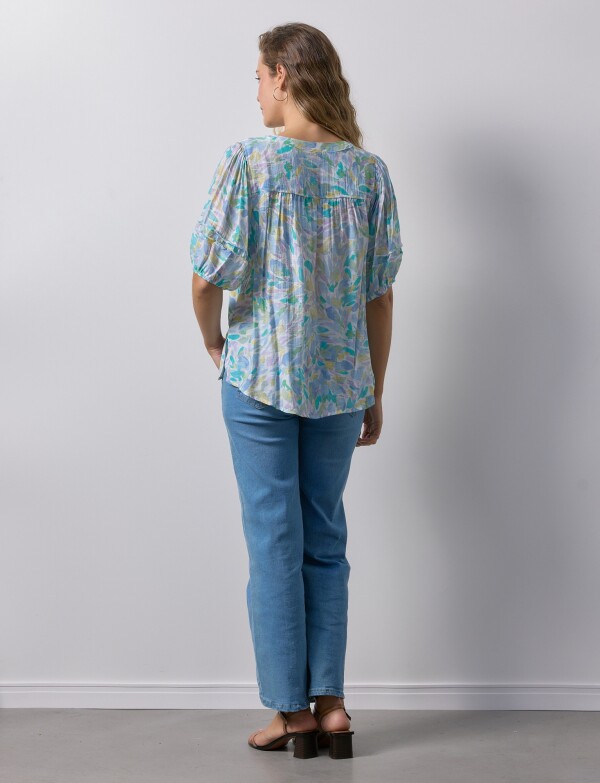 Blusa Botones MULTI/CELESTE
