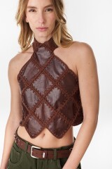 Top Leather Goth Marron