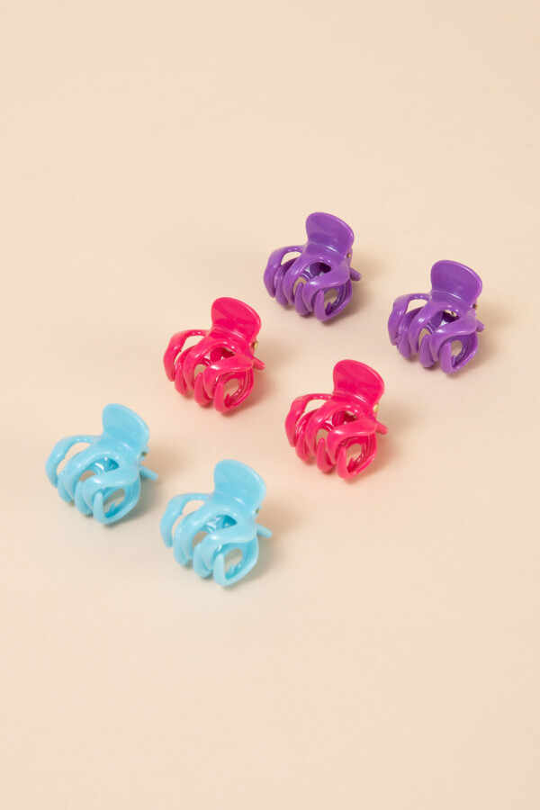 Pinza para el pelo pack x6 Lila, Fucsia Y Turquesa