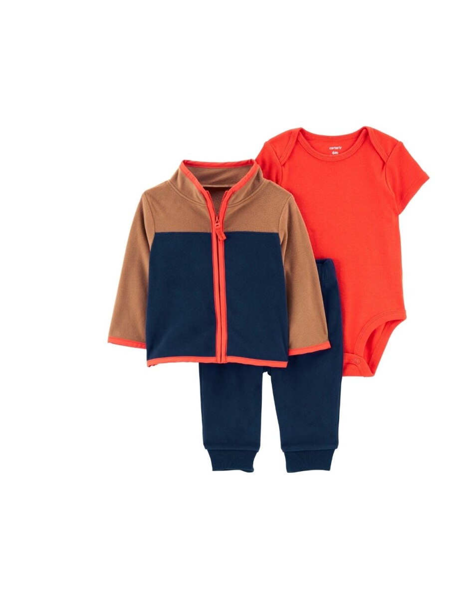 Conjunto Carters Campera Pantalón Body Colorblock P824410 - MARRON-ROJO-AZUL 