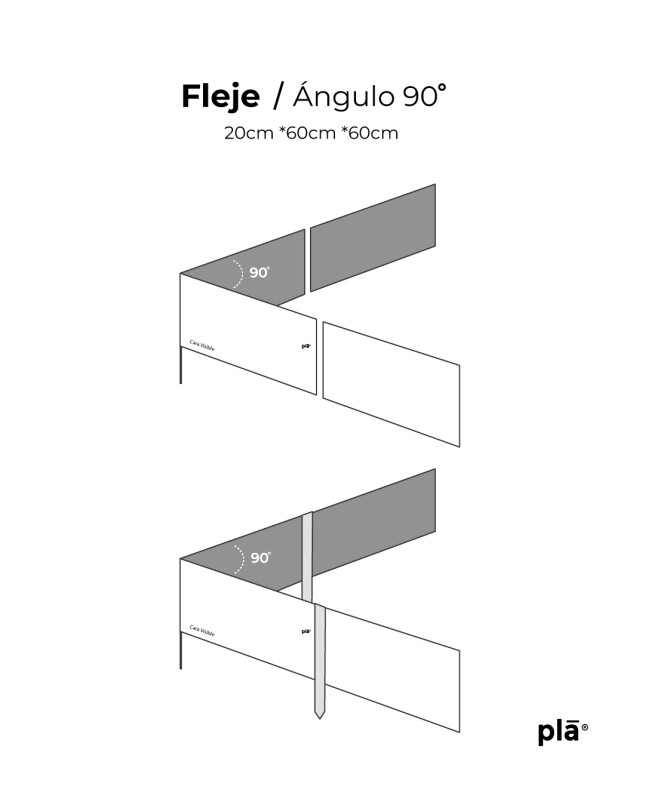 Fleje Ángulo 90° * 20cm x 60cm x 60cm - Acero Corten