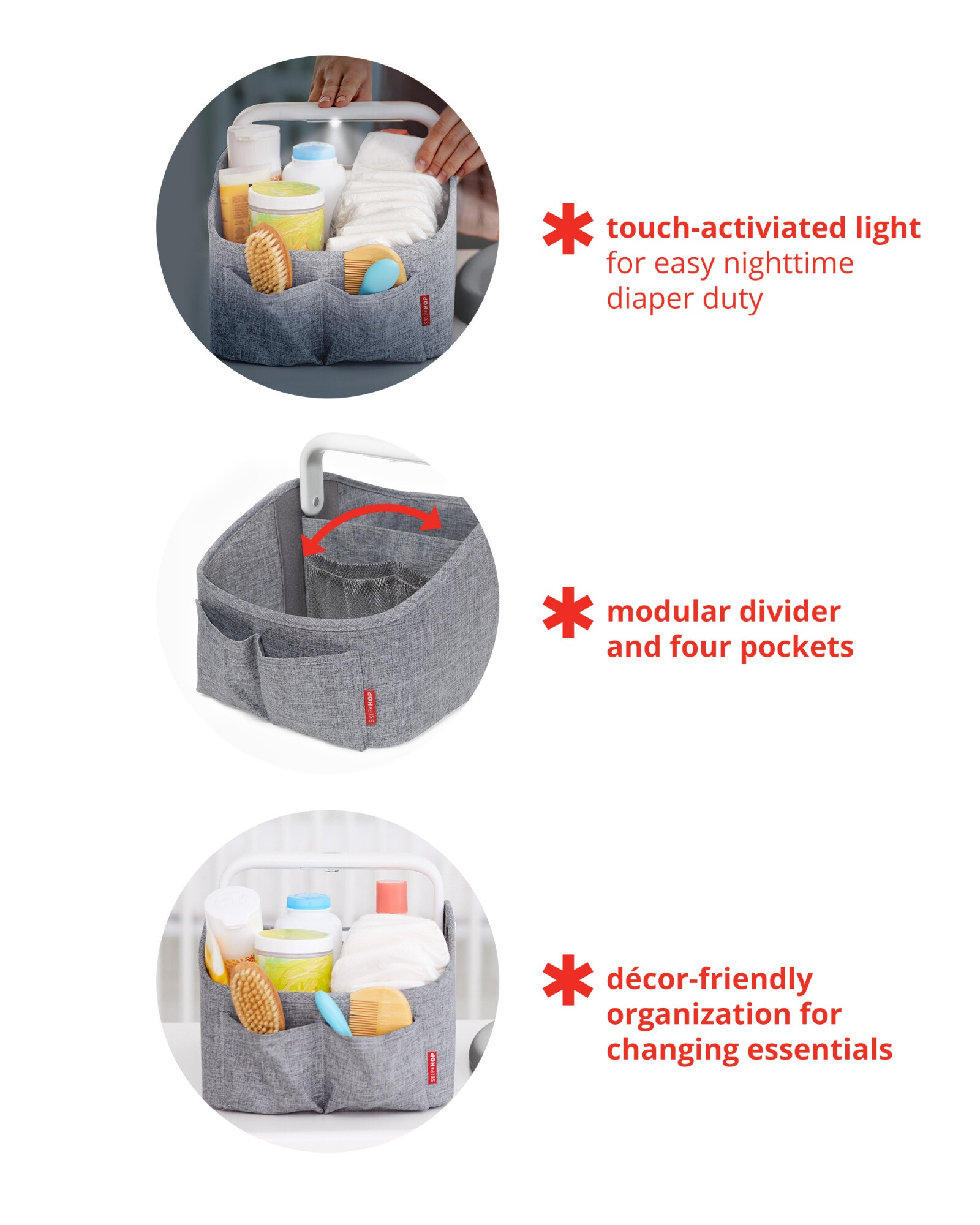 Organizador de pañales con luz Organizador de pañales con luz
