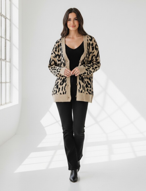 Cardigan Animal Print TOSTADO/MULTI