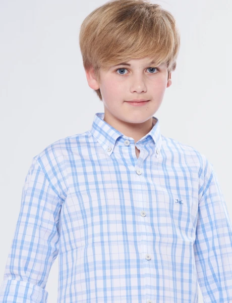CAMISA A CUADROS Celeste