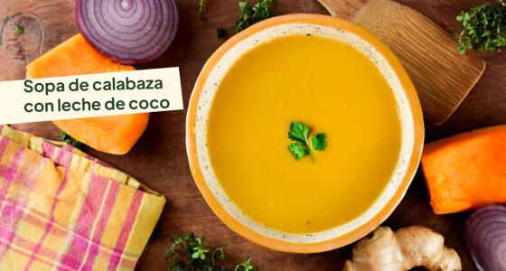 Sopa de calabaza con leche de coco