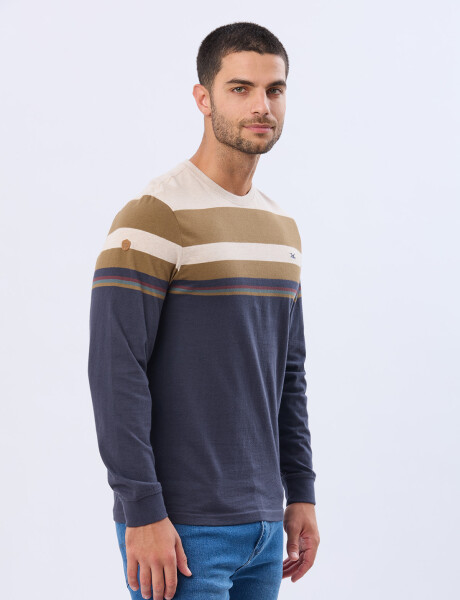 REMERA RAYADA DE ALGODÓN Beige