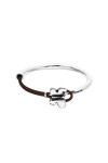 PULSERA DE CUERO MARRÓN SEMIRÍGIDA BAÑADA EN PLATA DE LEY CON MARIPOSA Pulsera