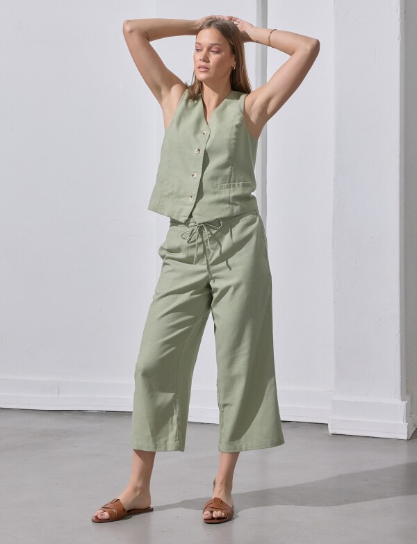 Pantalon Crop Lino VERDE